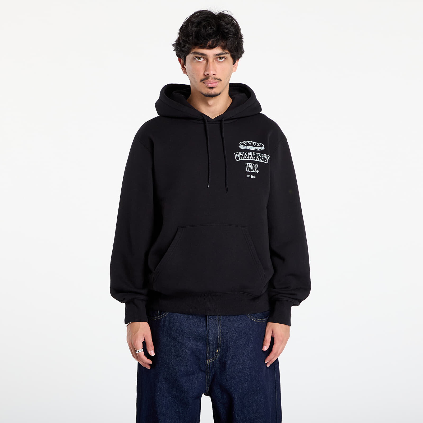 Mikina Carhartt WIP Hooded Sandwich Sweat UNISEX Black/ Blue Fog S