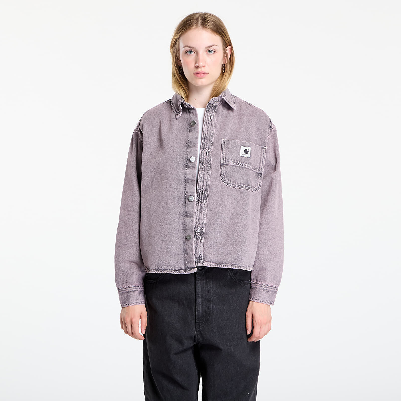 Košeľa Carhartt WIP W' Georgia Shirt Jacket Black/ Hortensia Garment Dyed L