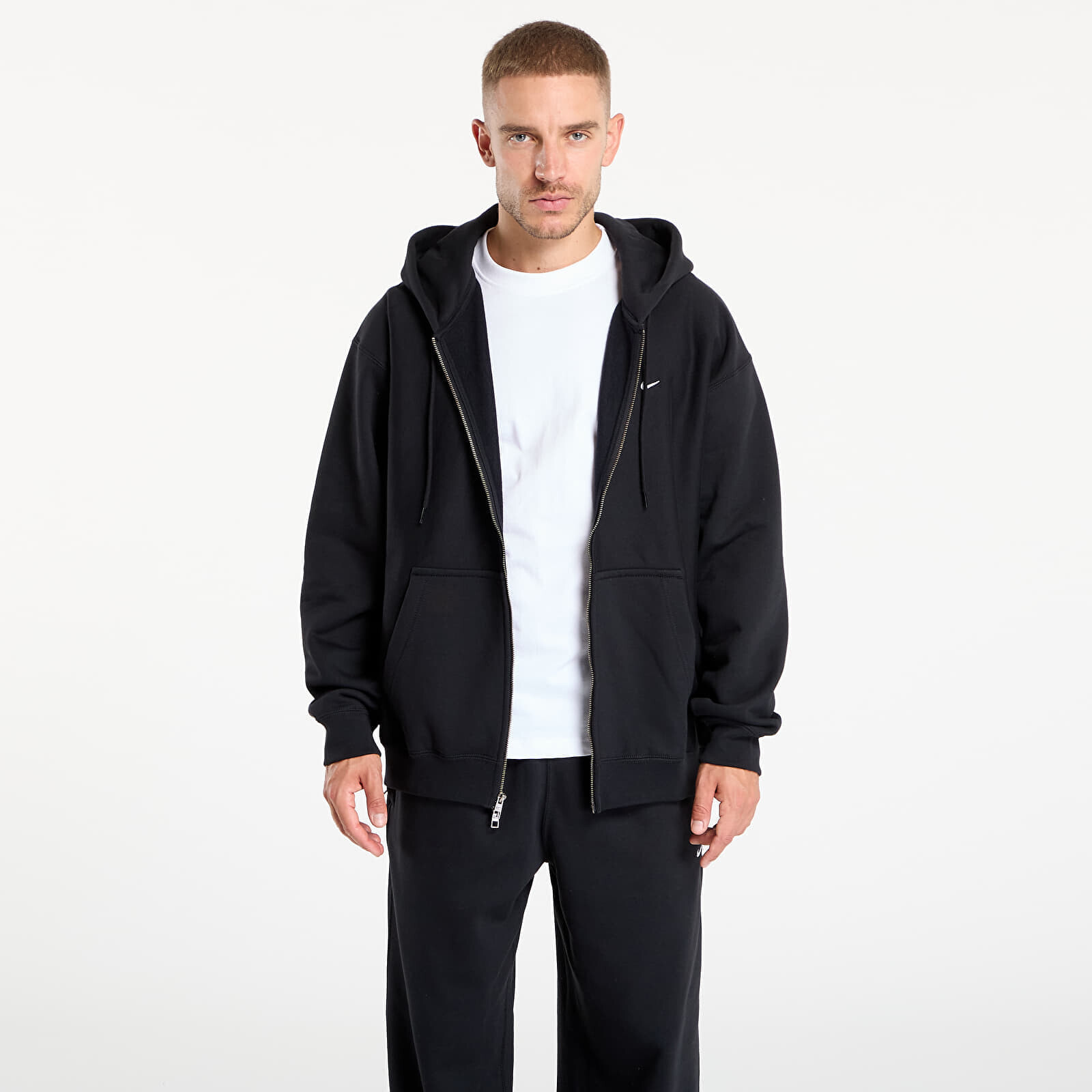 Mikina Nike Solo Swoosh Men's Full-Zip Fleece Hoodie Black/ Black/ White M