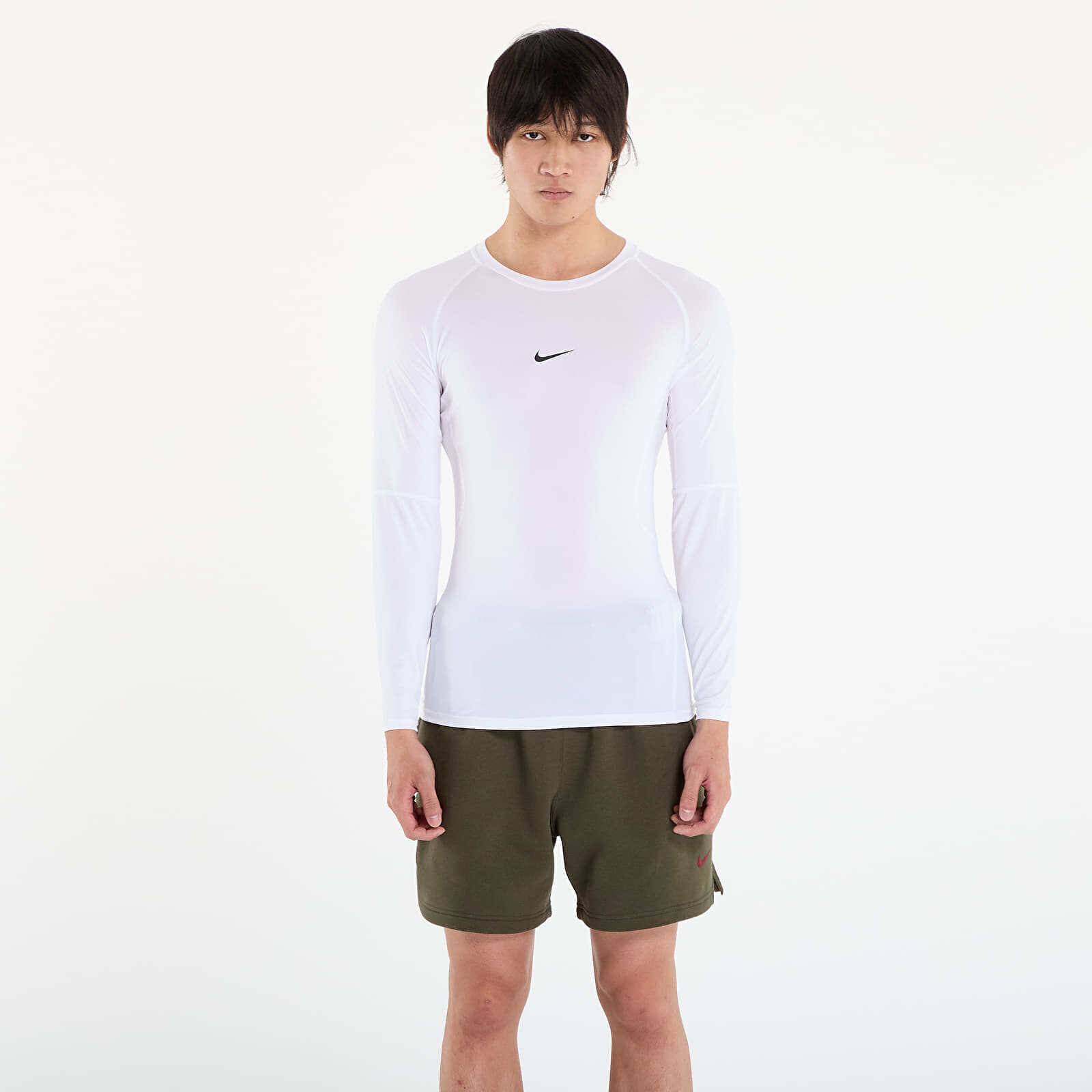 Tričko Nike Pro Men's Dri-FIT Tight Long-Sleeve Fitness Top White/ Black M