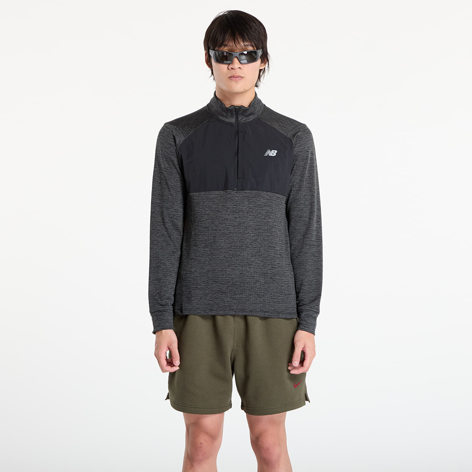 Mikina New Balance Athletics Heat Grid 1/2 Zip Black L