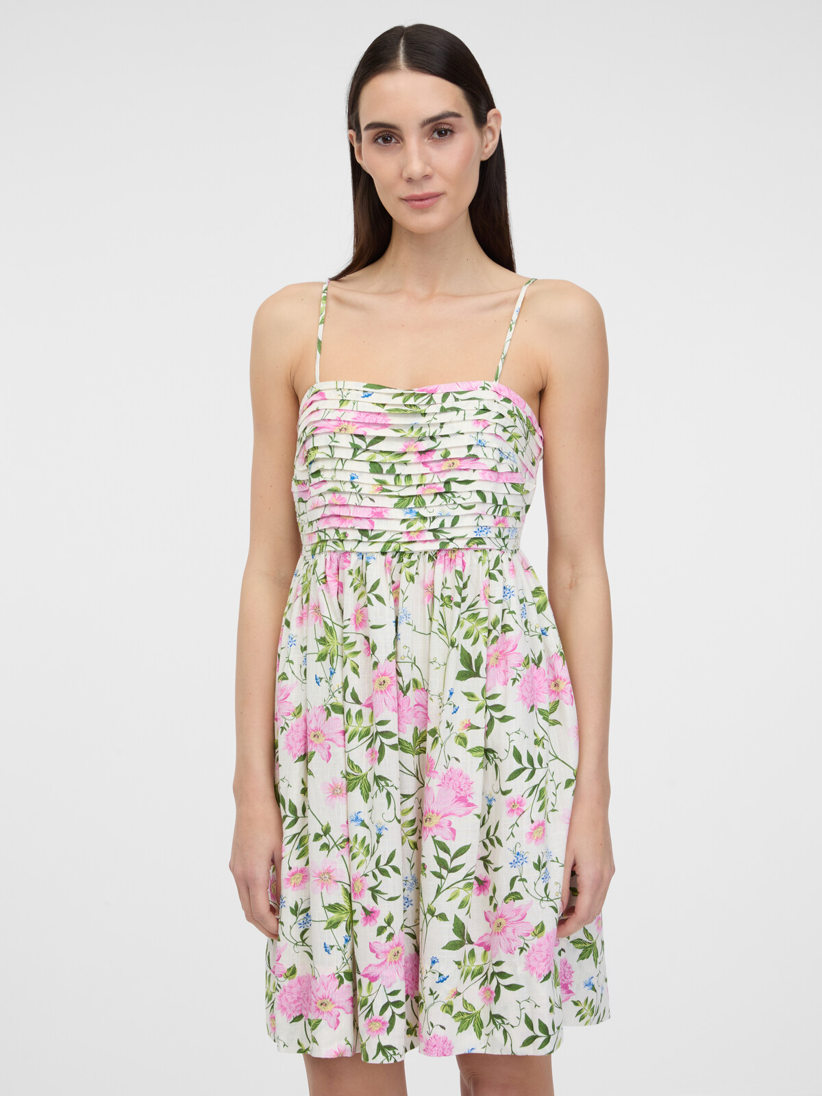 Orsay Beige women's knee-length dress with linen - Women's