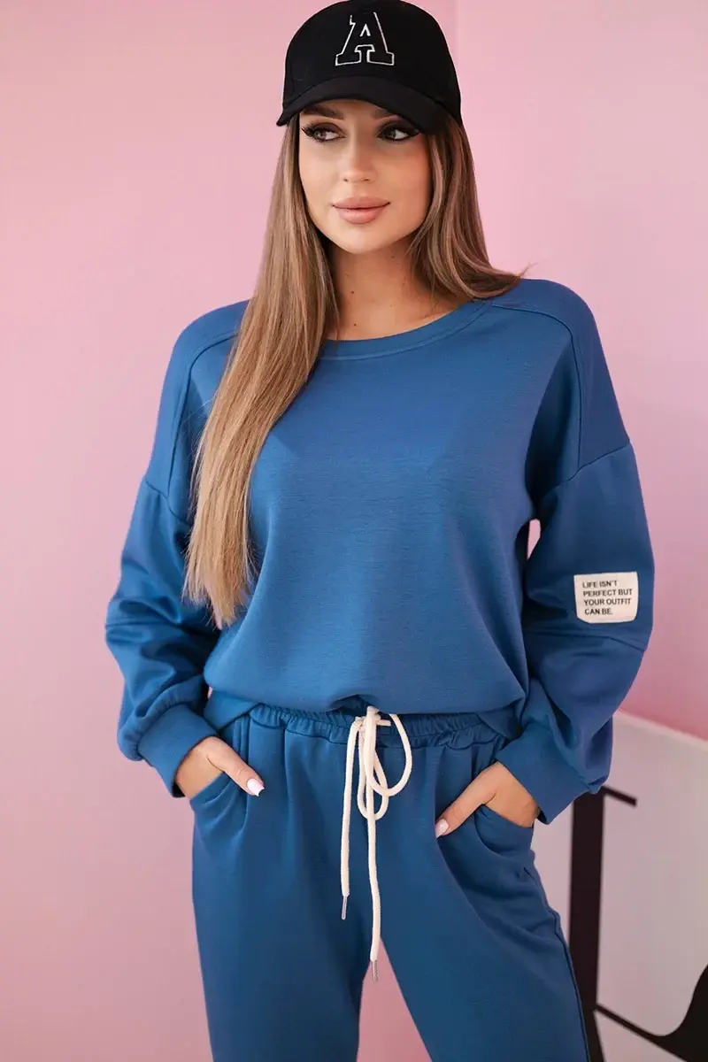 Kesi Włoski Set mikinové + nohavice maslová látka džínsovina