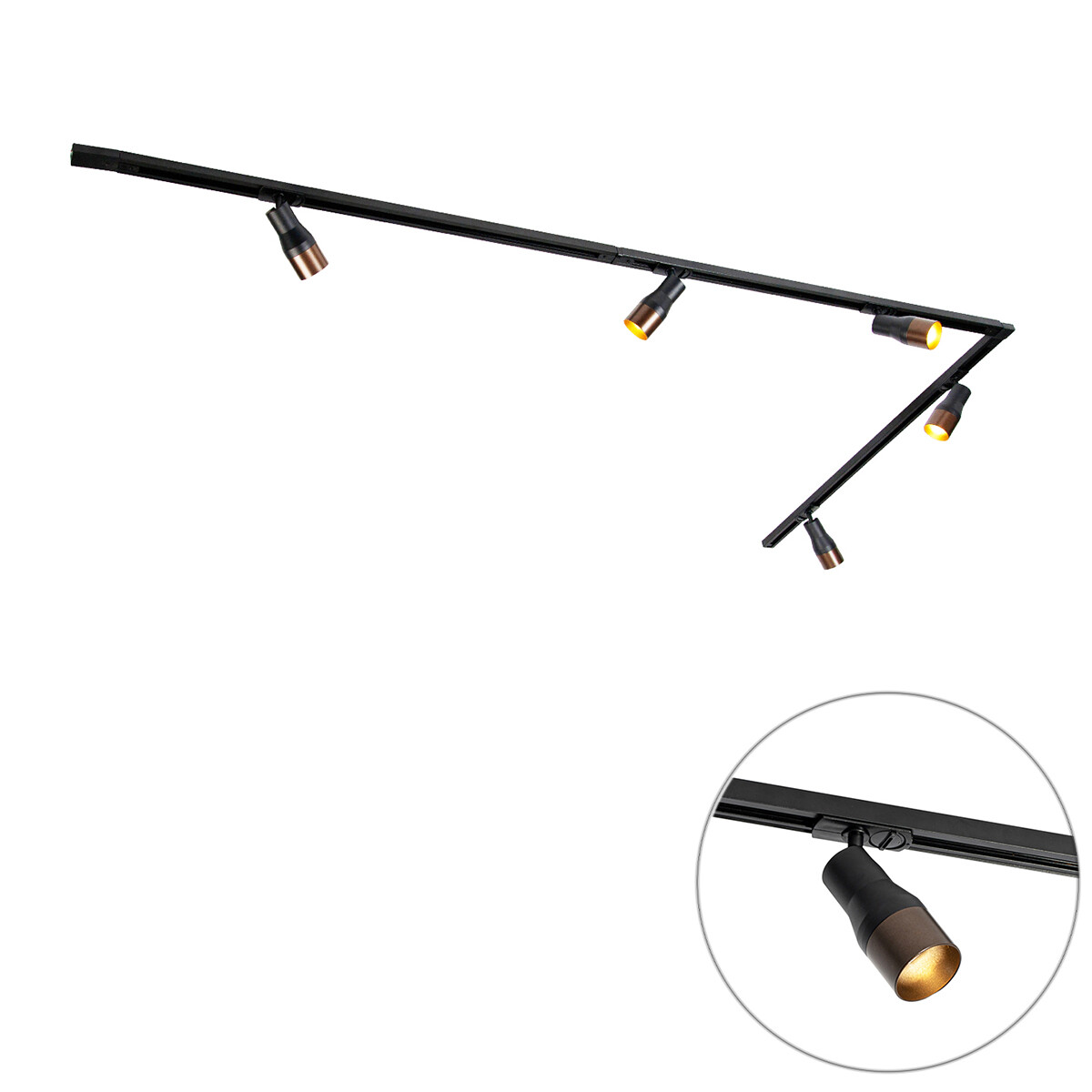 Moderný koľajnicový systém s 5 bodovými svetlami čierny s tmavým bronzom 1-fázový - Iconic Kohua