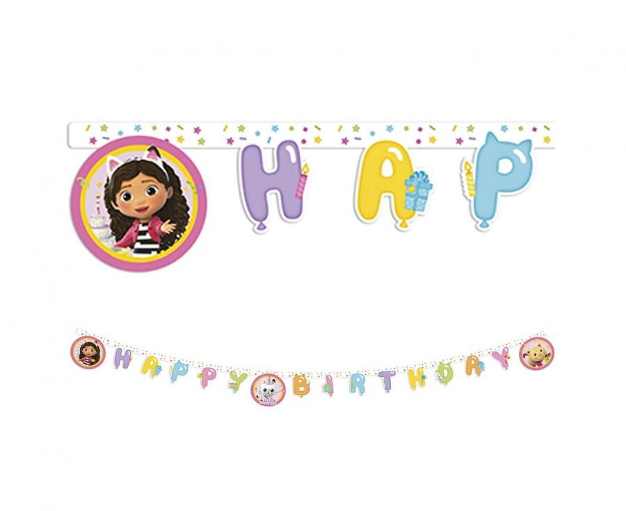 Procos Banner Happy Birthday - Gabby's Dollhouse
