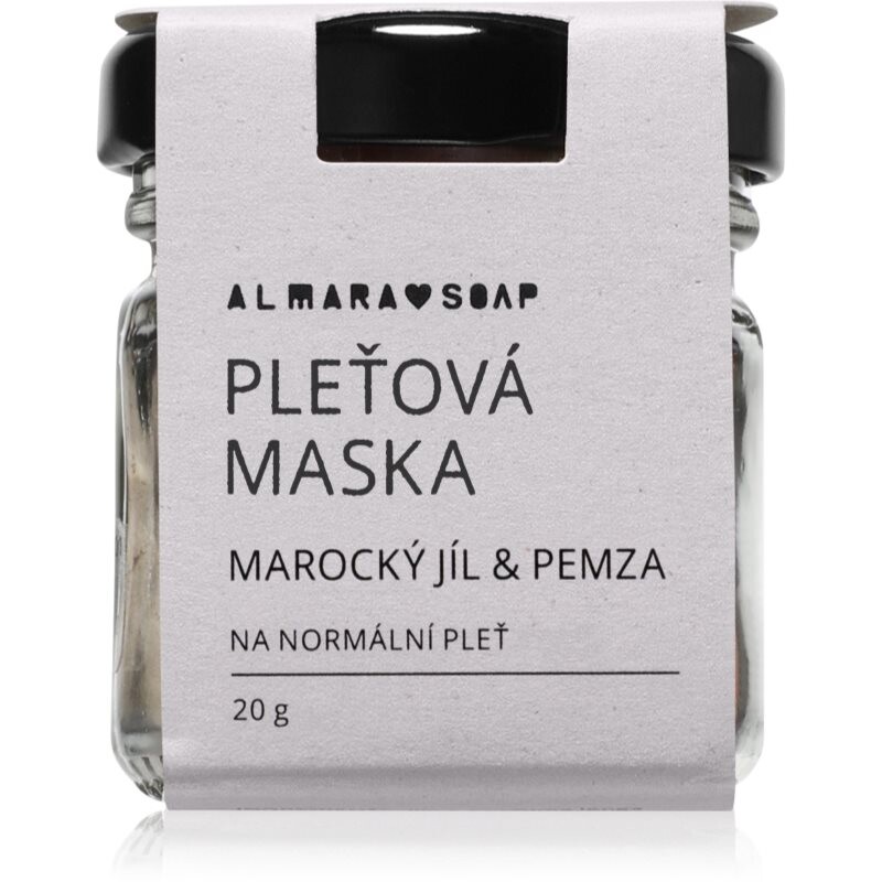 Almara Soap Face peelingová pleťová maska pre normálnu pleť Moroccan clay & pumice 20 g