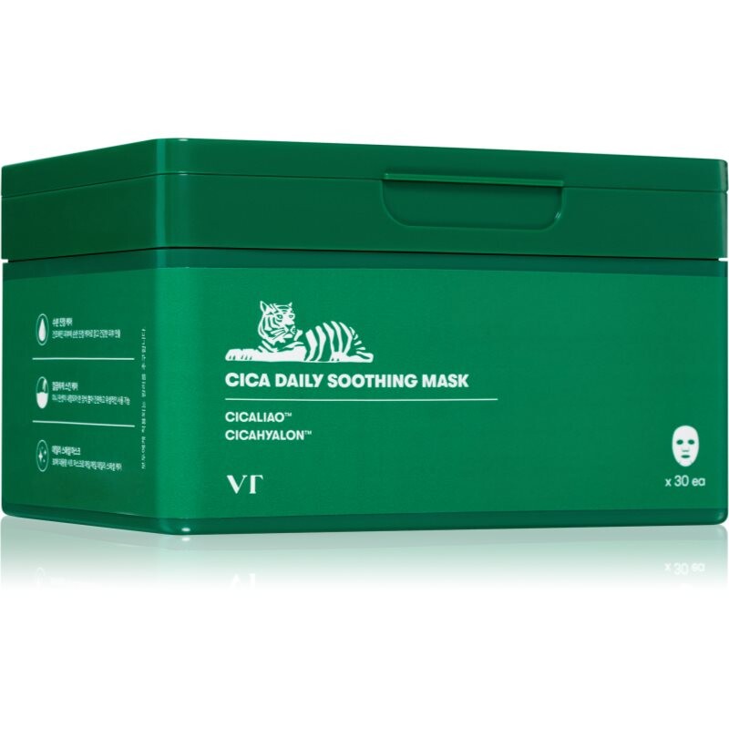 VT Cosmetic Cica Daily Soothing Mask intenzívne hydratačná pleťová maska s upokojujúcim účinkom veľké balenie 30 ks