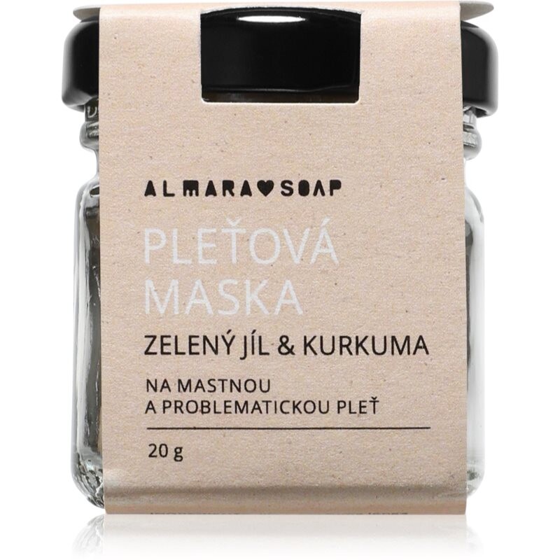 Almara Soap Face čistiaca pleťová maska pre mastnú a problematickú pleť Green clay & turmeric 20 g