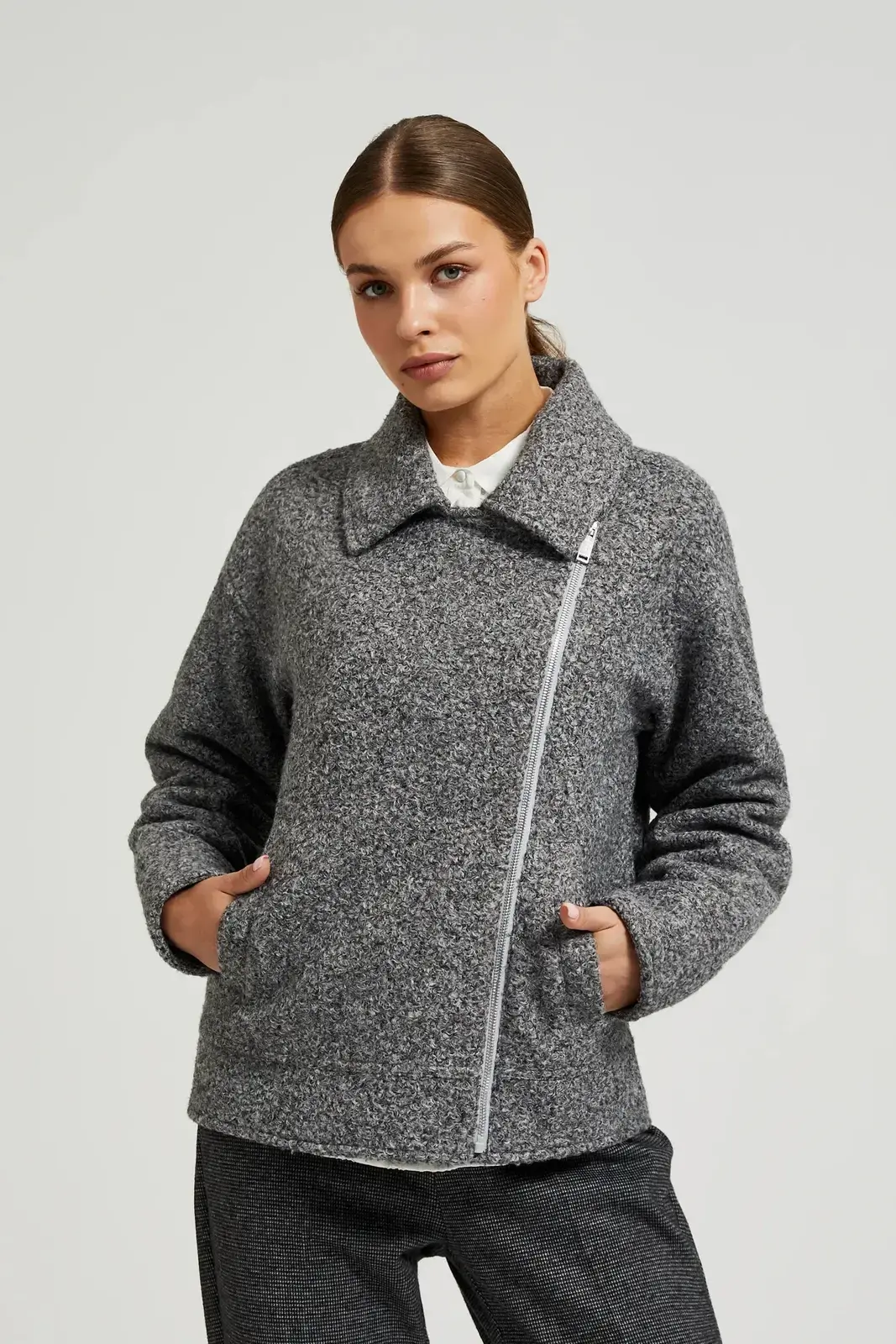 Dámska bunda na zips MOODO - sivá XS