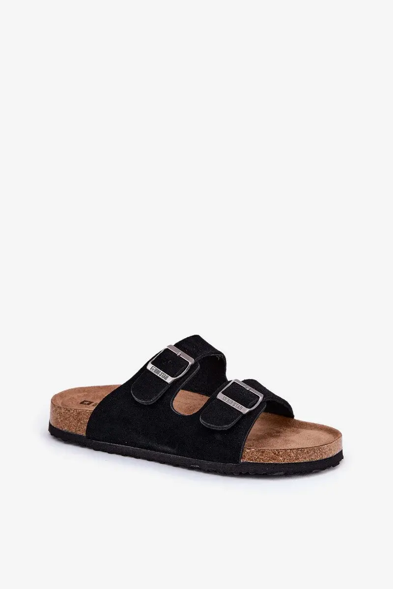 Dámske semišové papuče s prackami Big Star - čierne 38