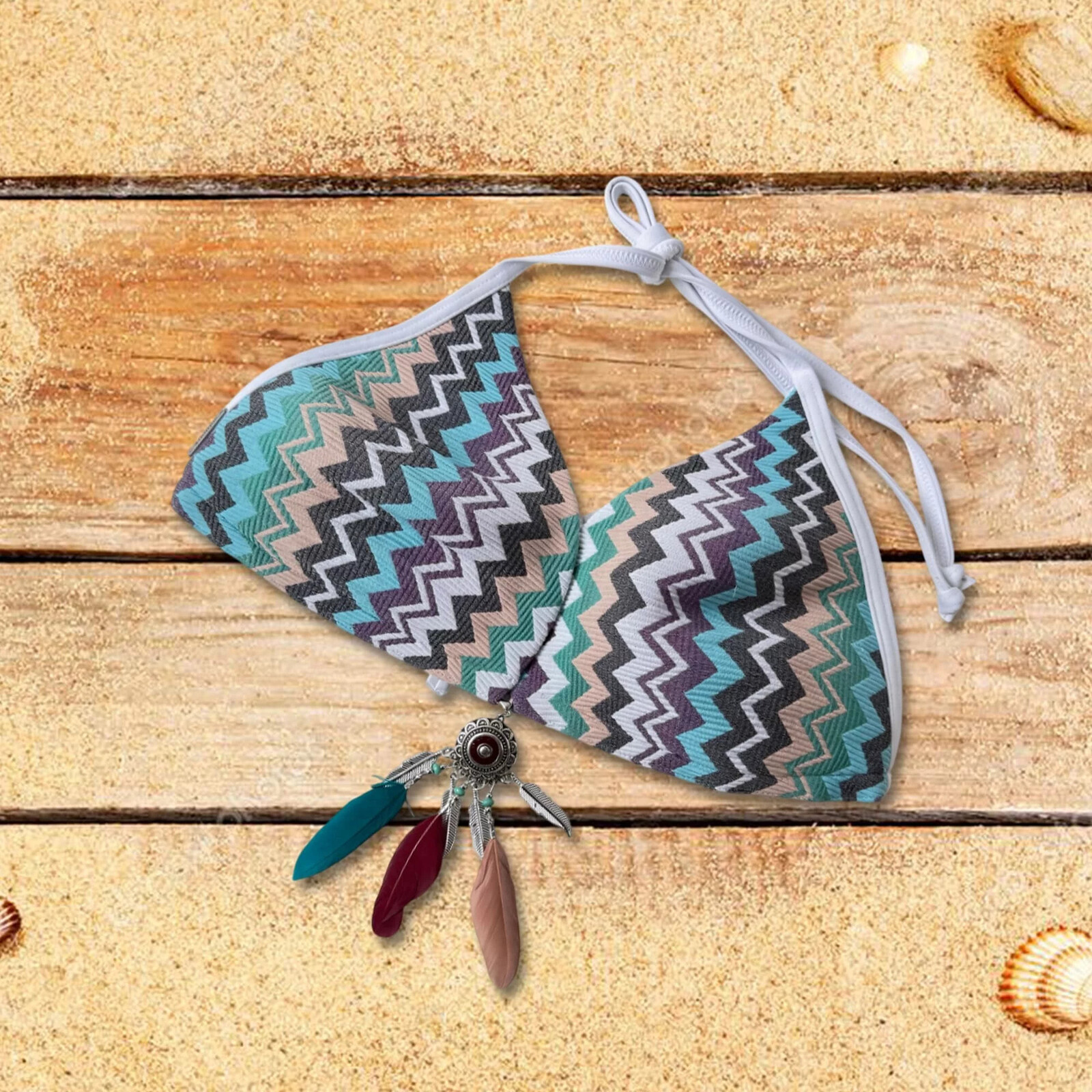 Vrchný diel plaviek B8822 blue-mix - Selmark 75B