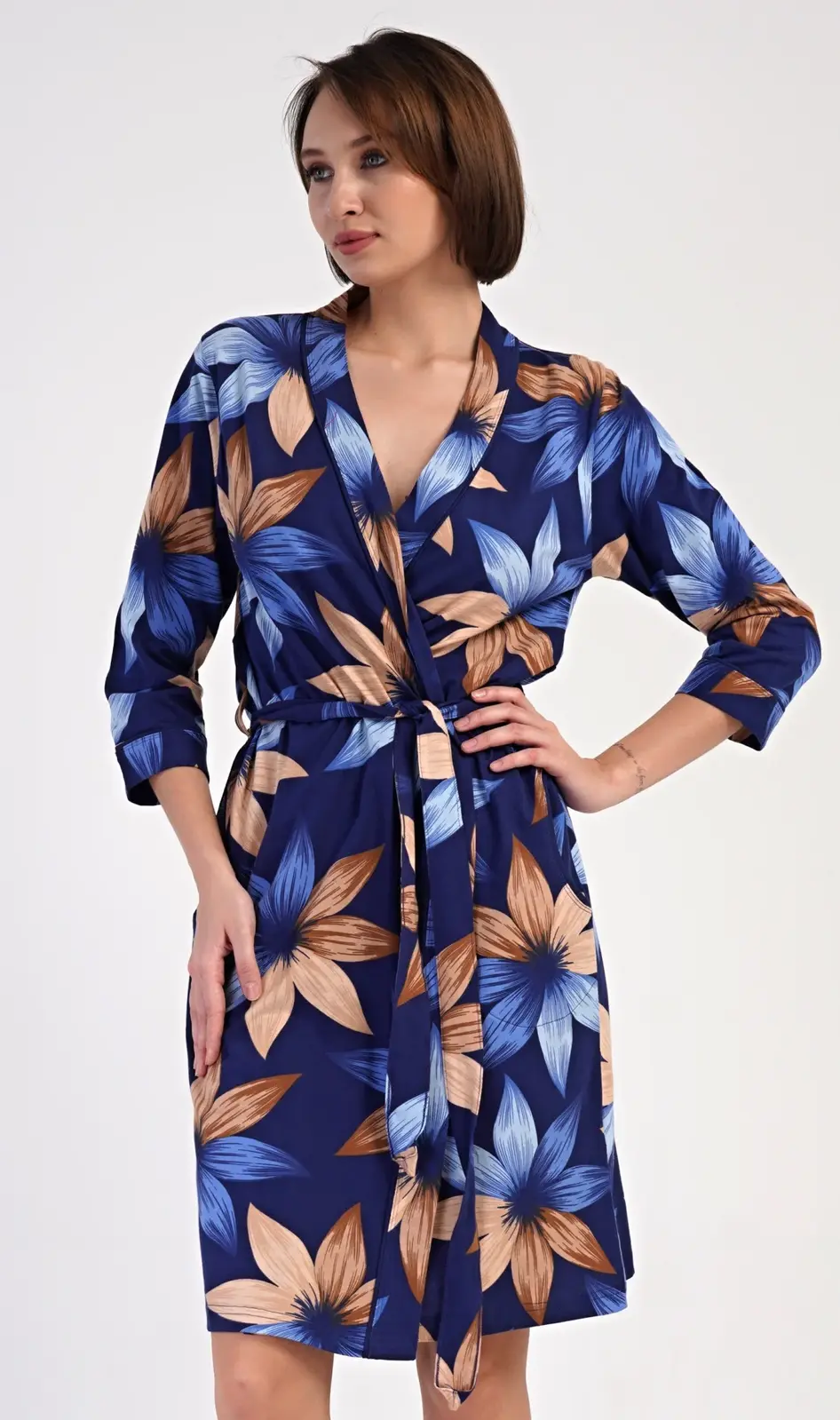 Dámsky krátky župan Sarah tmavě modrá M