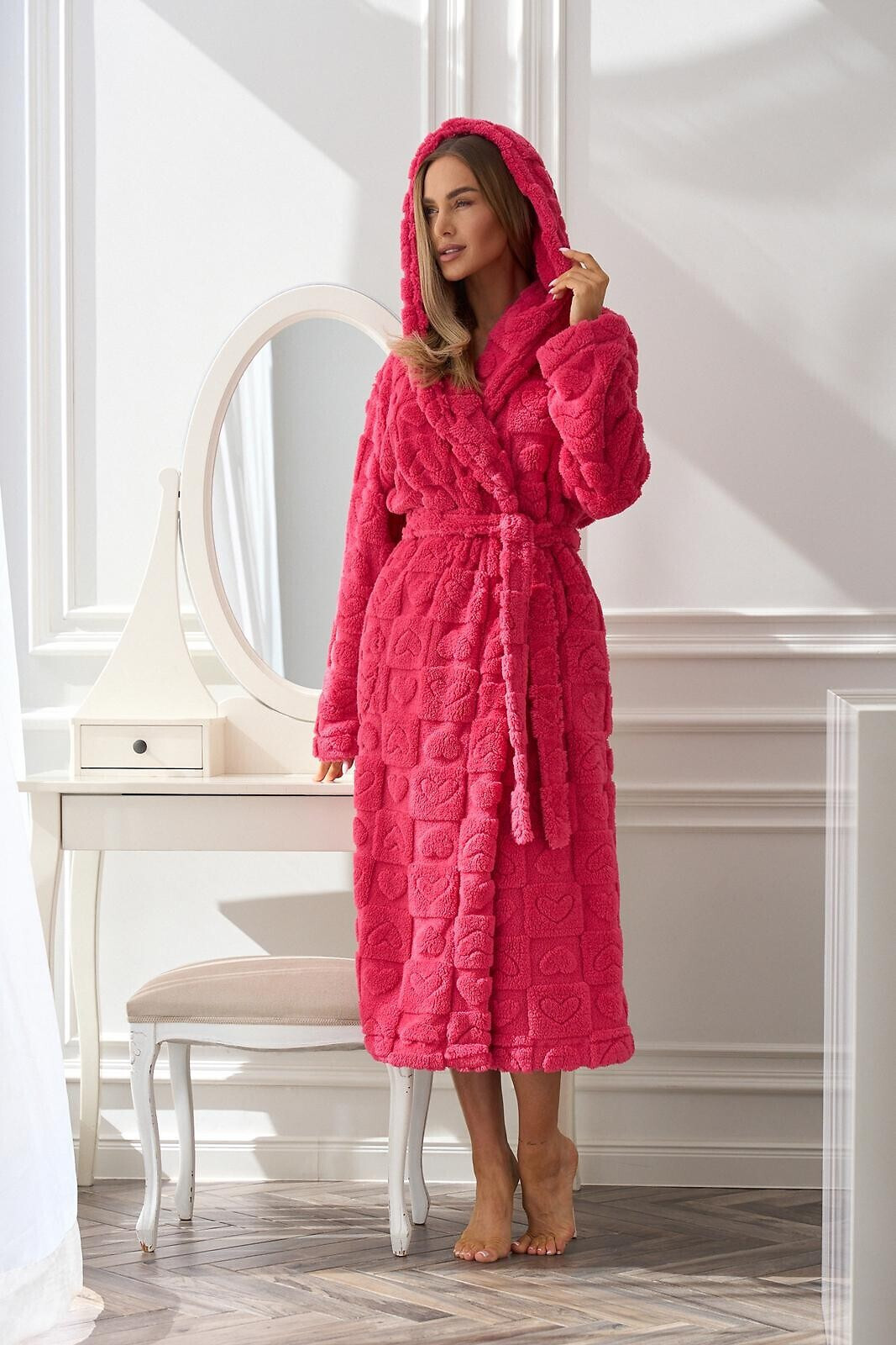 L&L 2554 Valentine dlhý S-2XL dámsky župan angora S-160/94/102