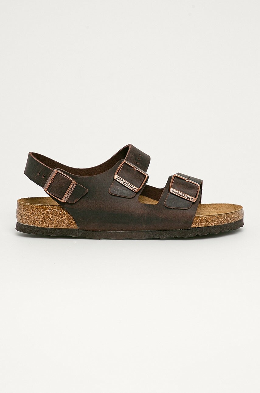 Kožené sandále Birkenstock Milano pánske, hnedá farba, 34871