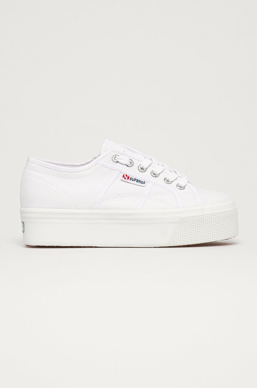 Tenisky Superga 2790 PLATFORM dámske, biela farba, S9111LW