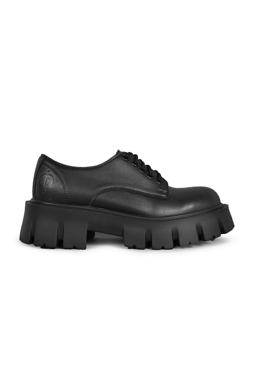 Poltopánky Altercore DEIDRA VEGAN BLACK PATENT dámske, čierna farba, na platforme