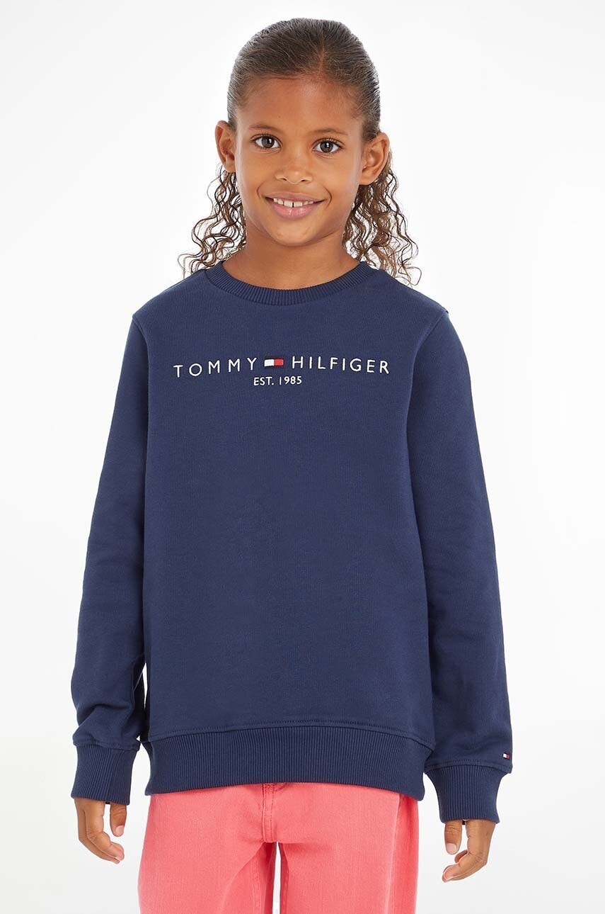 Detská bavlnená mikina Tommy Hilfiger tmavomodrá farba,s nášivkou,KS0KS00212