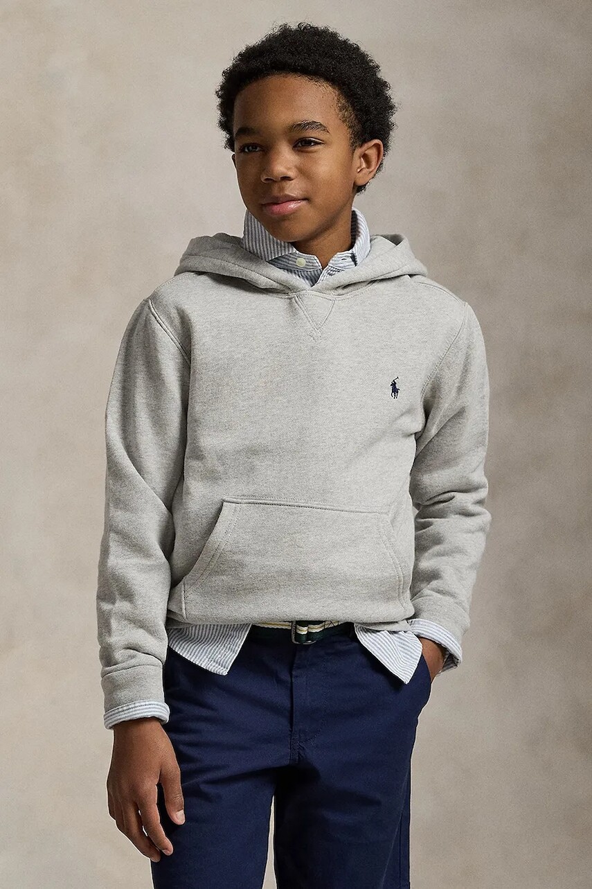 Detská mikina Polo Ralph Lauren šedá farba, s nášivkou