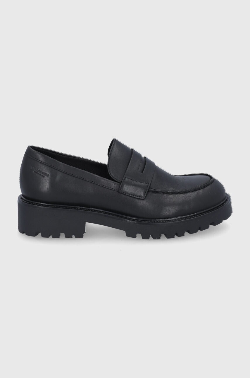 Kožené poltopánky Vagabond Shoemakers dámske, čierna farba, na plochom podpätku