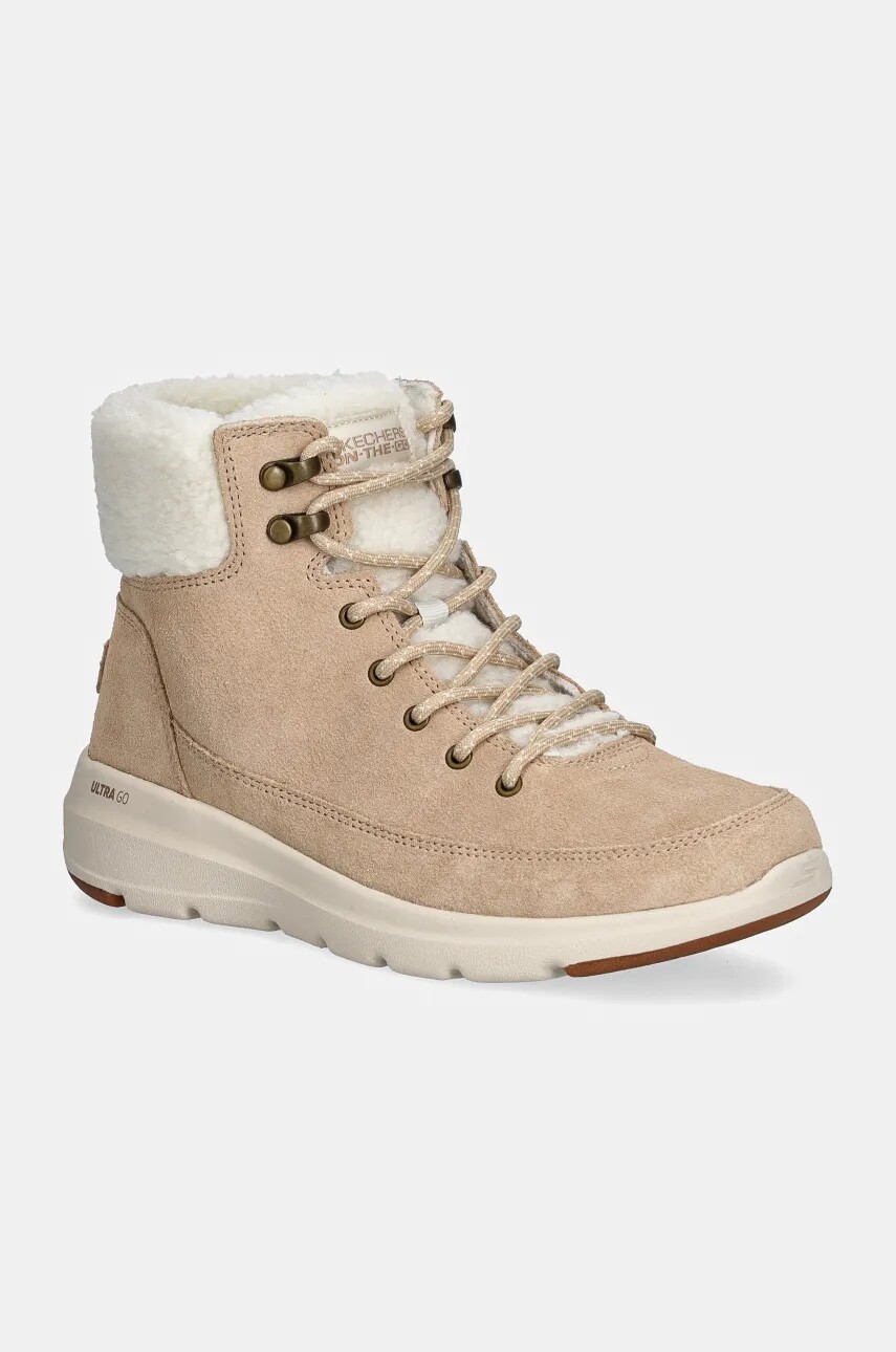 Semišové snehule Skechers béžová farba