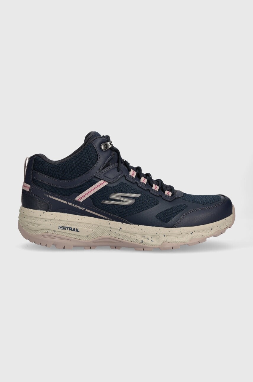 Topánky Skechers tmavomodrá farba, na plochom podpätku
