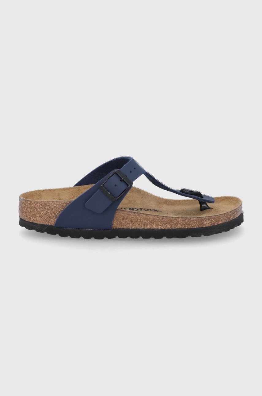 Šľapky Birkenstock Gizeh dámske, tmavomodrá farba, na plochom podpätku, 752663