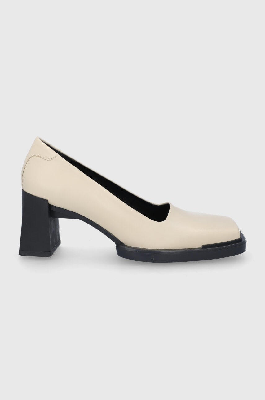 Kožené lodičky Vagabond Shoemakers Edwina béžová farba, na podpätku,