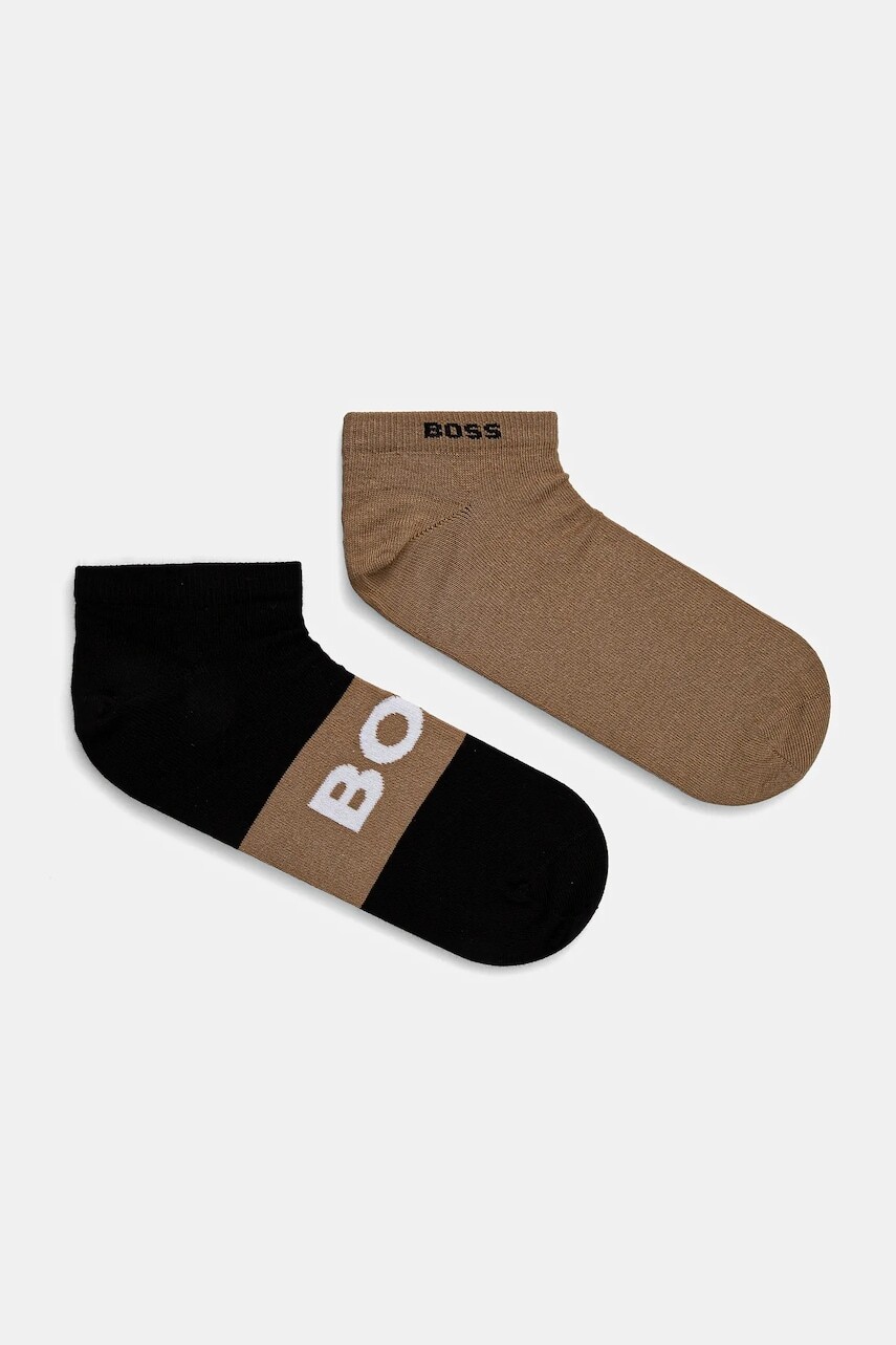 Ponožky BOSS 2-pak pánske, béžová farba, 50467747