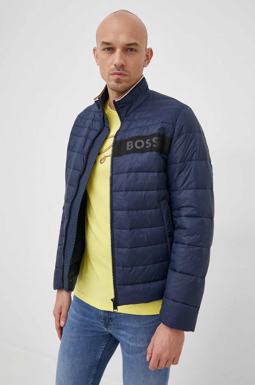 Bunda BOSS pánska, tmavomodrá farba, prechodná,, 50464308