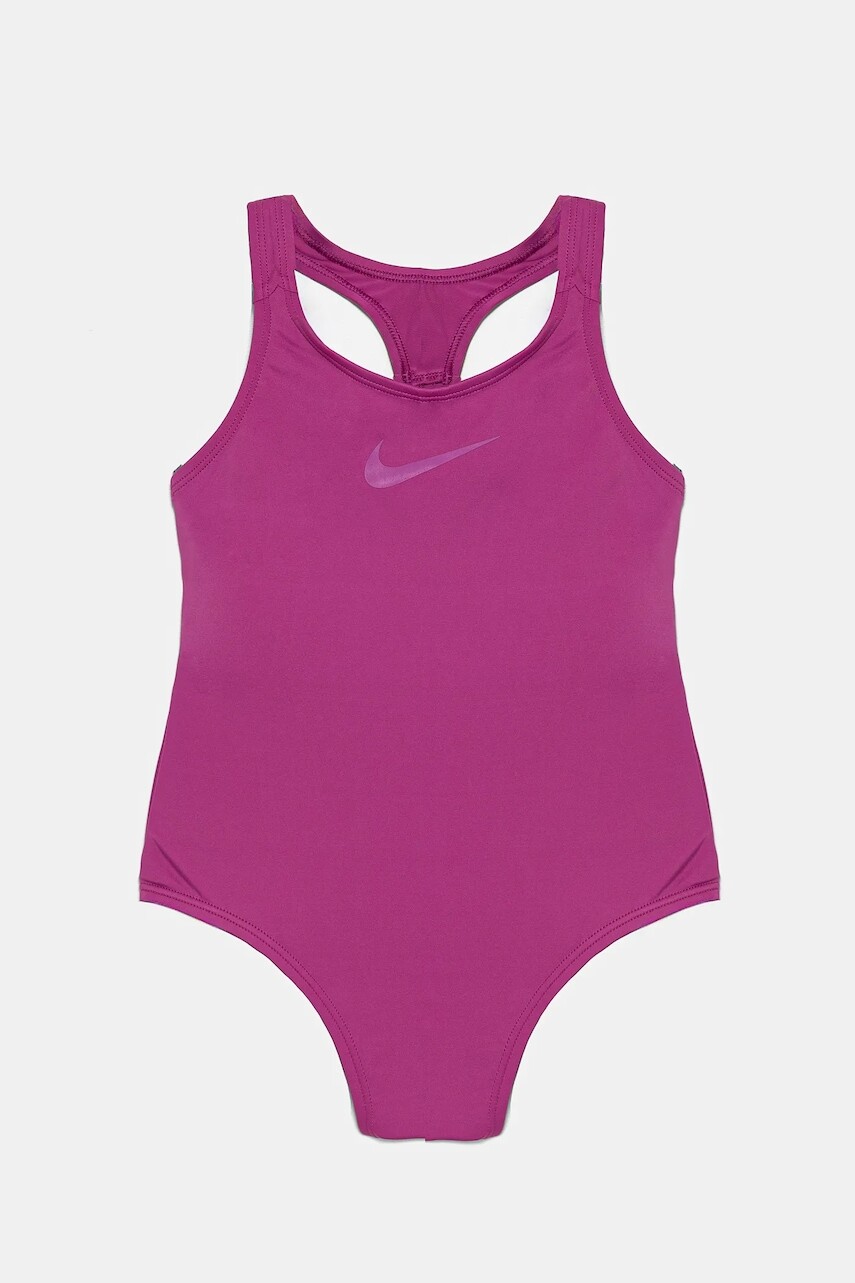 Jednodielne detské plavky Nike Kids fialová farba