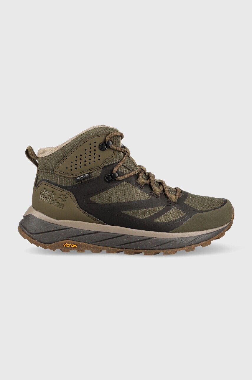 Topánky Jack Wolfskin Terraventure Texapore mid pánske, zelená farba, zateplené, 4051521