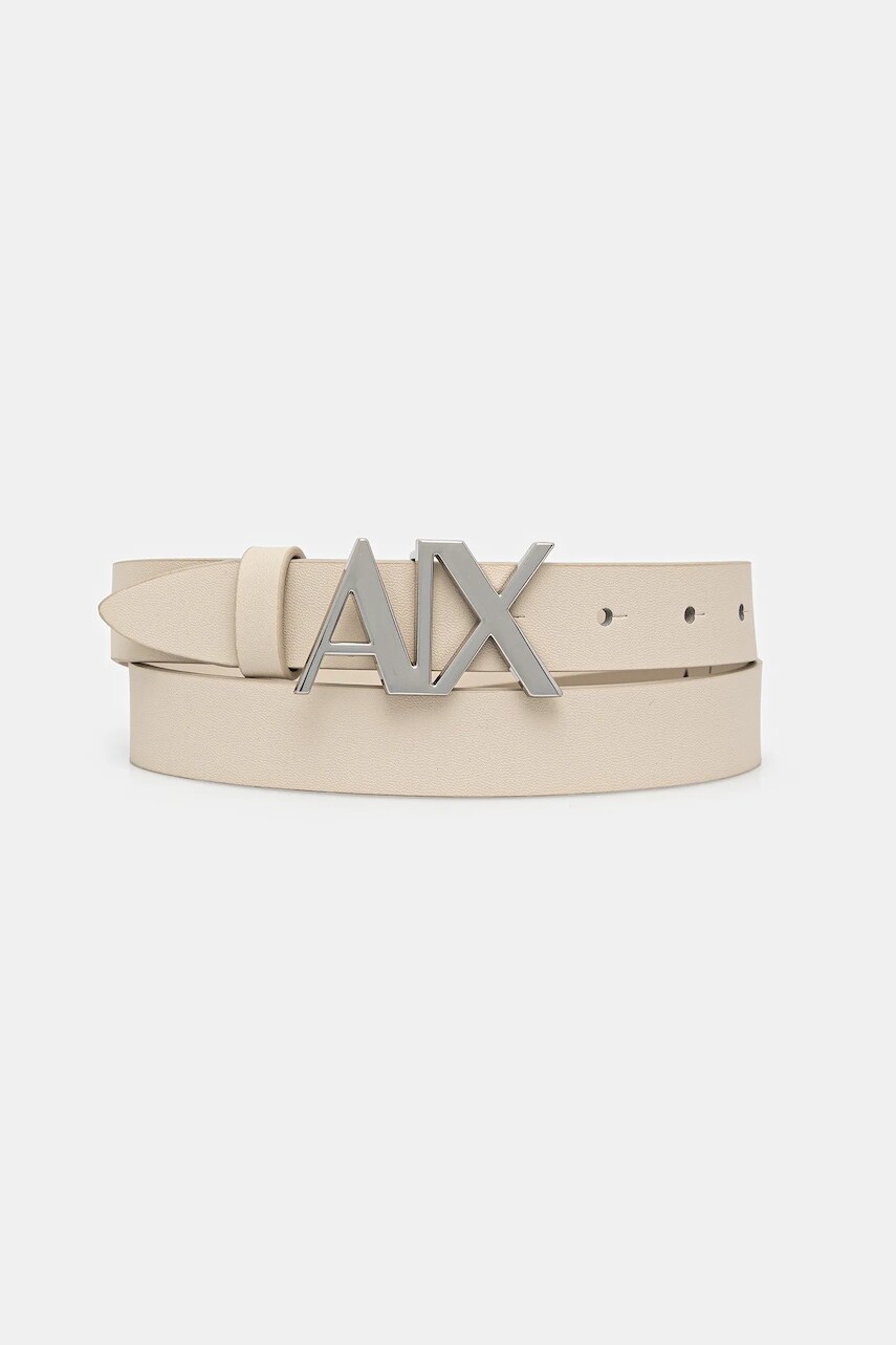 Kožený opasok Armani Exchange hnedá farba