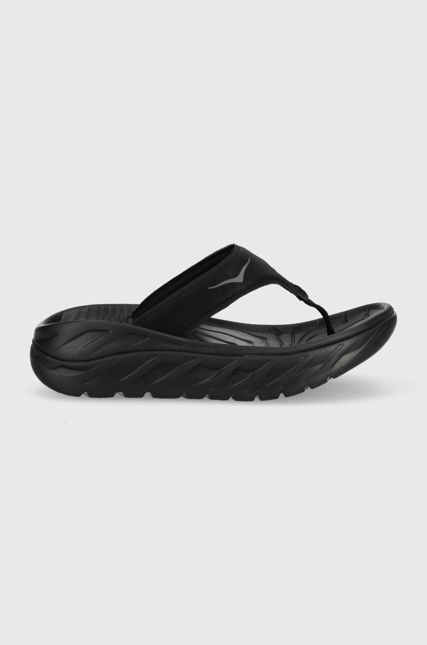 Žabky Hoka Ora Recovery Flip dámske, čierna farba, na platforme, 1117910