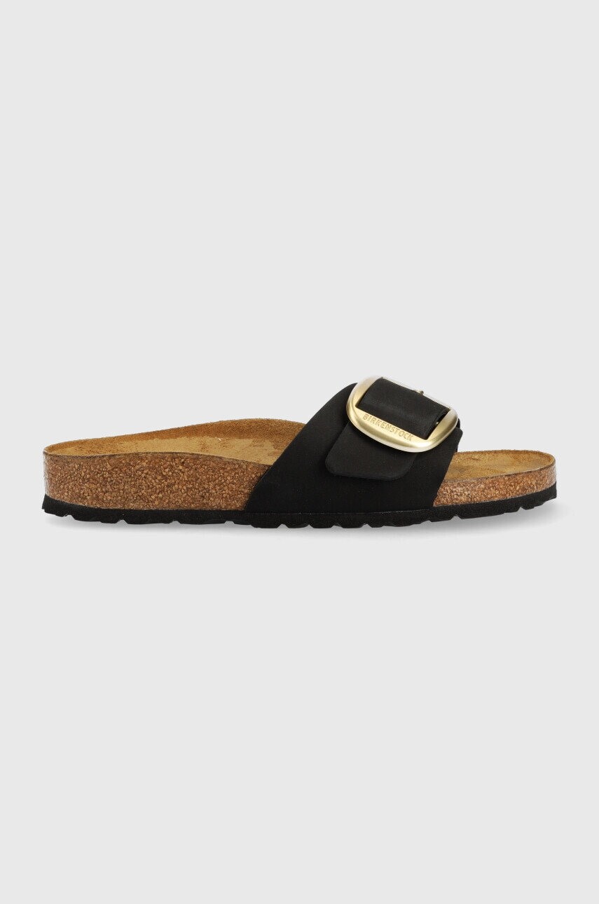 Nubukové šľapky Birkenstock Madrid Big Buckle čierna farba, 1023373