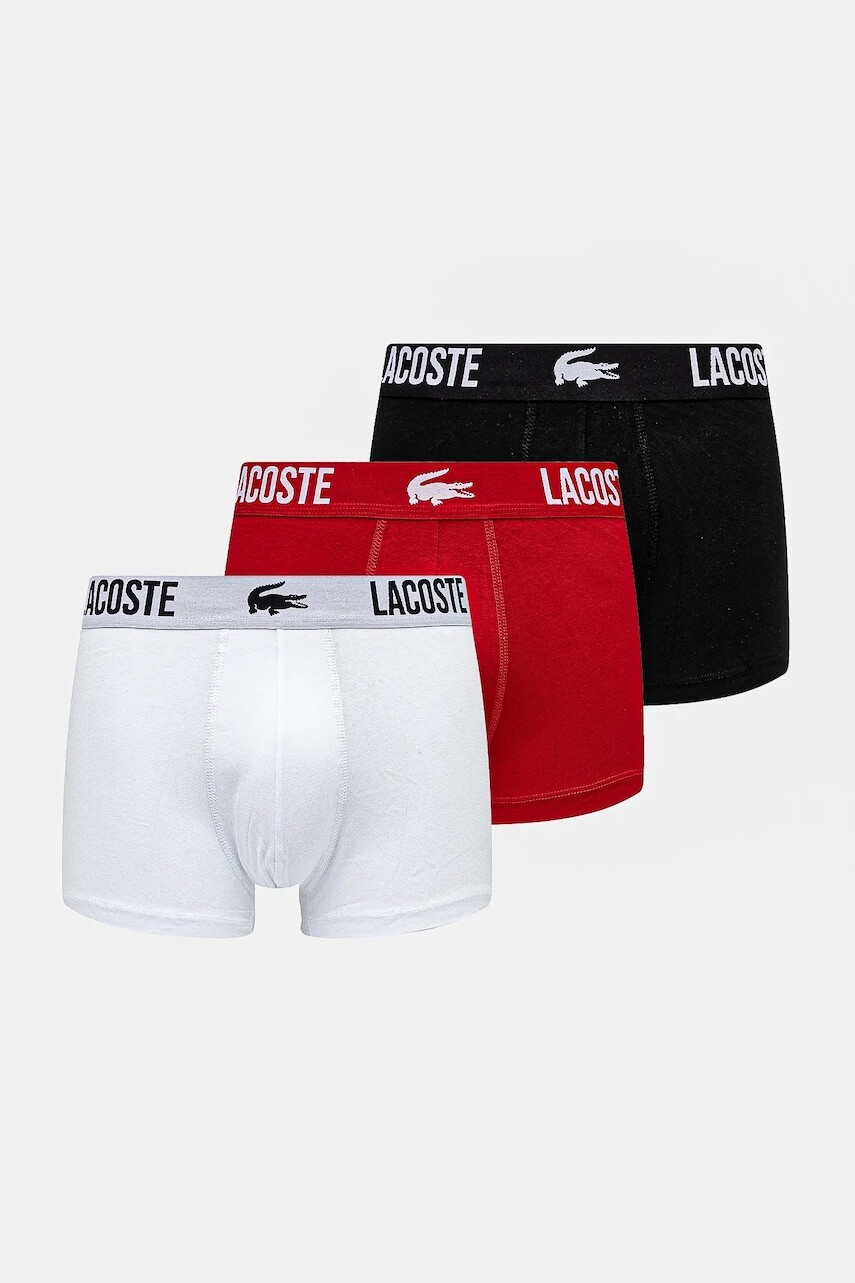 Boxerky Lacoste 3-pak pánske, červená farba, 5H3321
