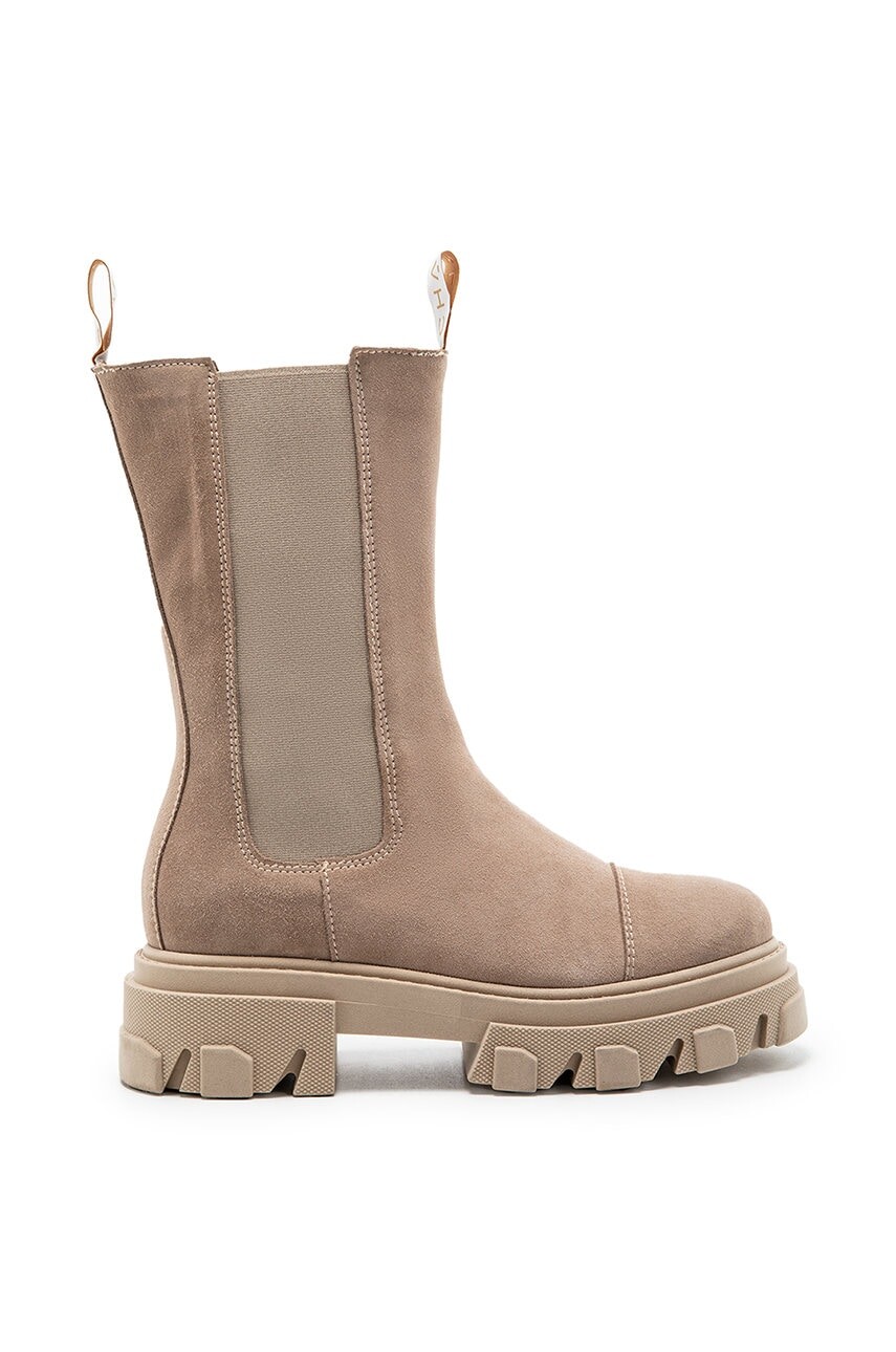 Semišové topánky chelsea Charles Footwear dámske, béžová farba, na platforme,