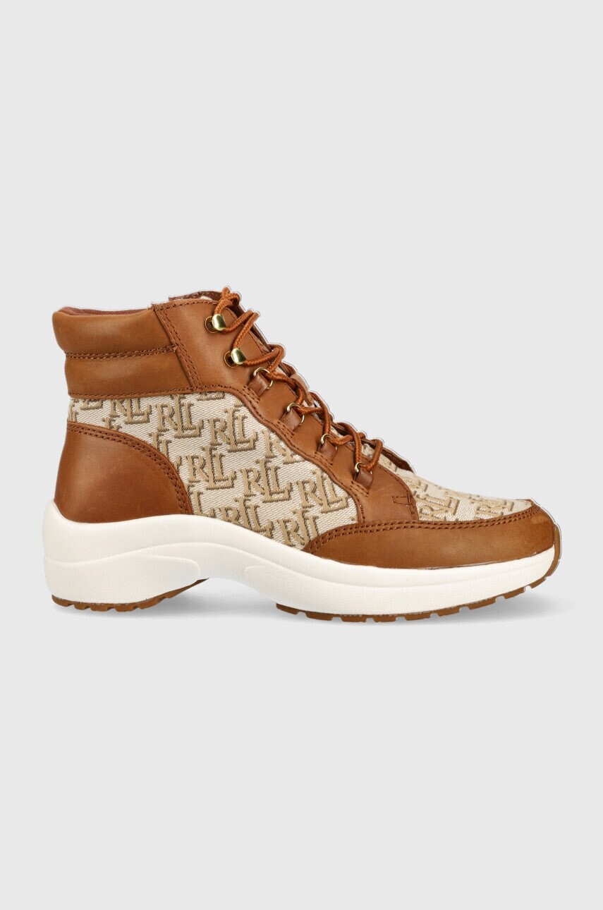 Tenisky Lauren Ralph Lauren Rylee dámske, hnedá farba, 802882618002