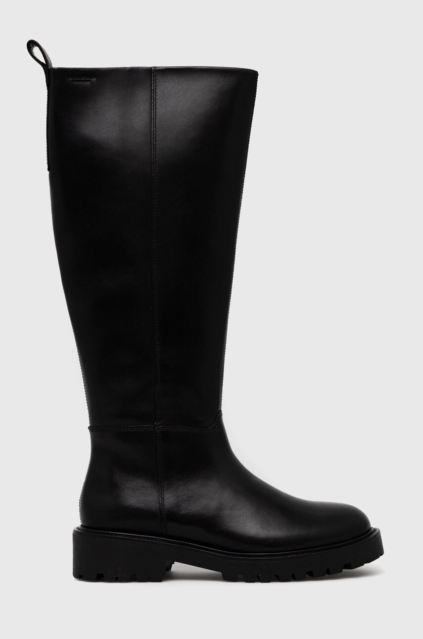 Kožené čižmy Vagabond Shoemakers Kenova dámske, čierna farba, na plochom podpätku,