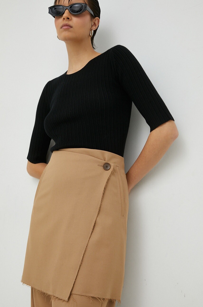 Sukňa By Malene Birger béžová farba, mini, puzdrová