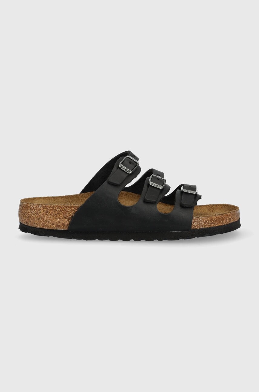 Kožené šľapky Birkenstock Florida dámske, čierna farba, 1011445