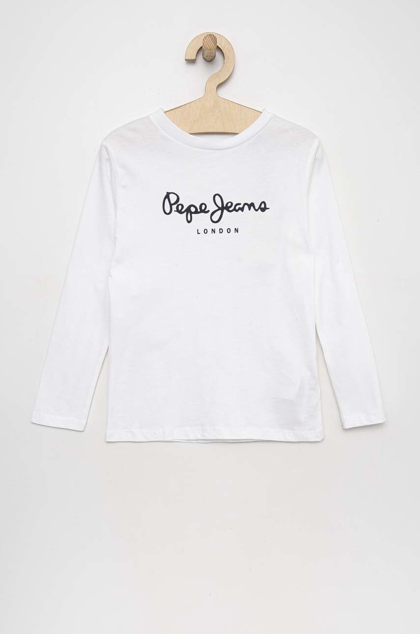 Detská bavlnená košeľa s dlhým rukávom Pepe Jeans New Herman biela farba, s potlačou