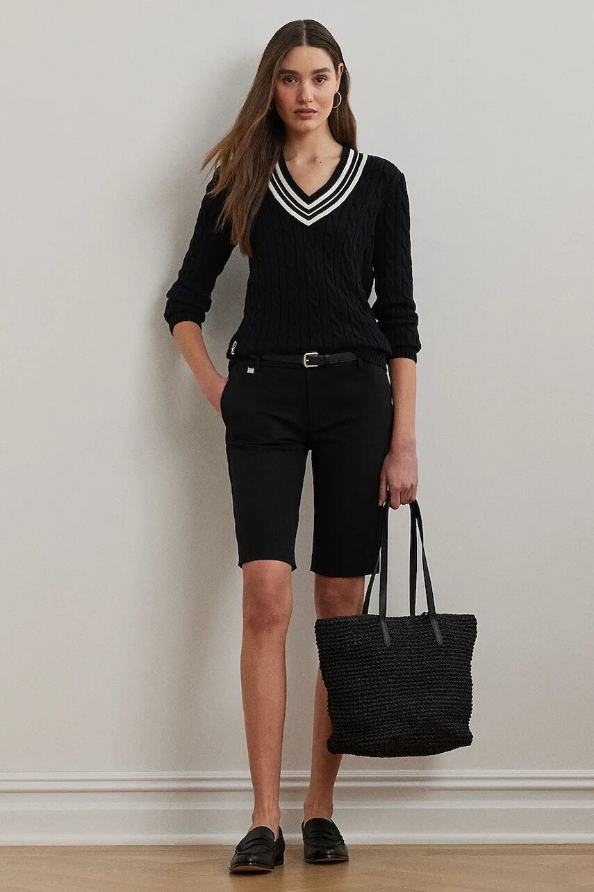 Šortky Lauren Ralph Lauren dámske, béžová farba, jednofarebné, stredne vysoký pás, 200661653