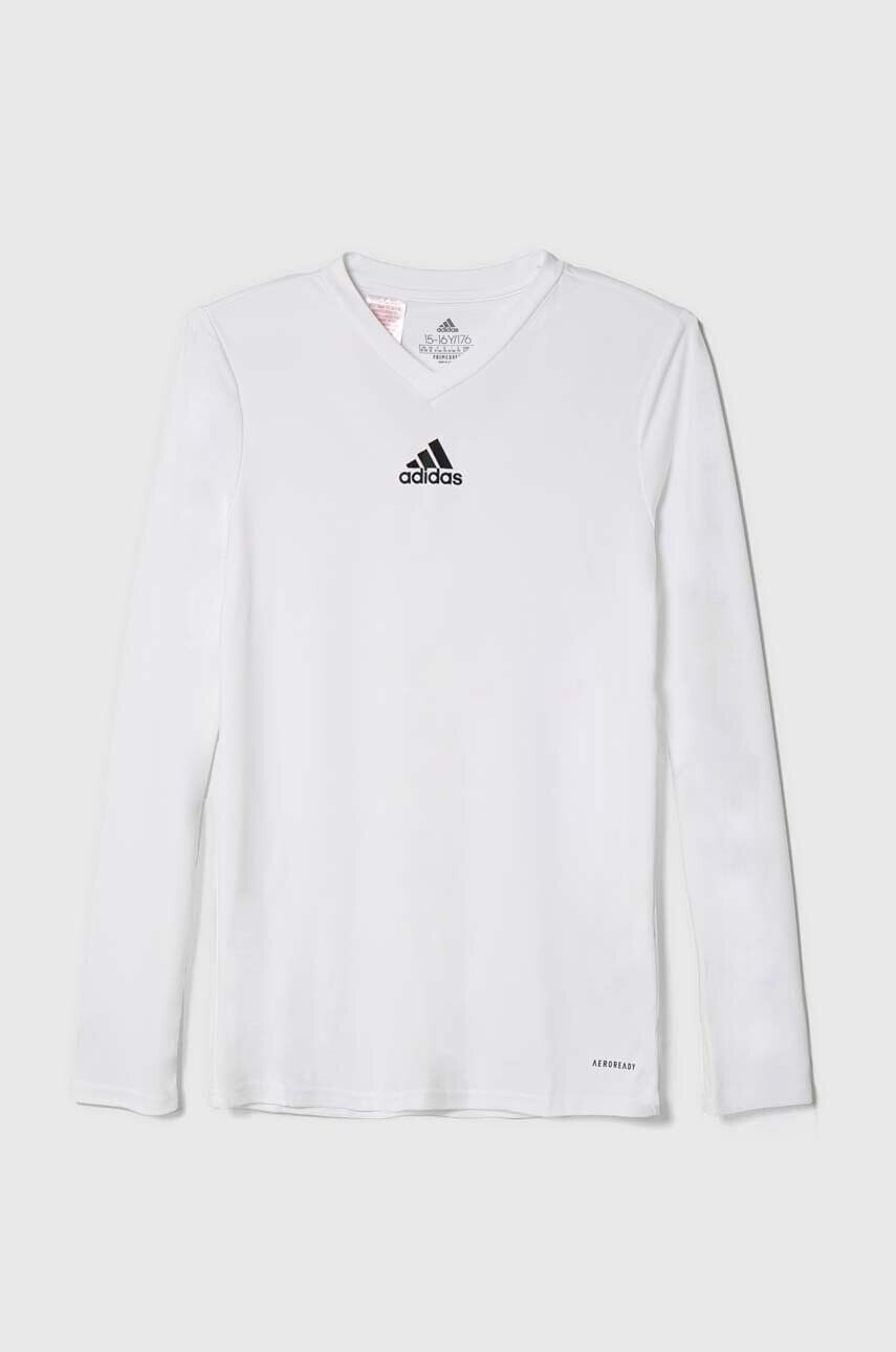 Detské tričko s dlhým rukávom adidas biela farba, jednofarebné