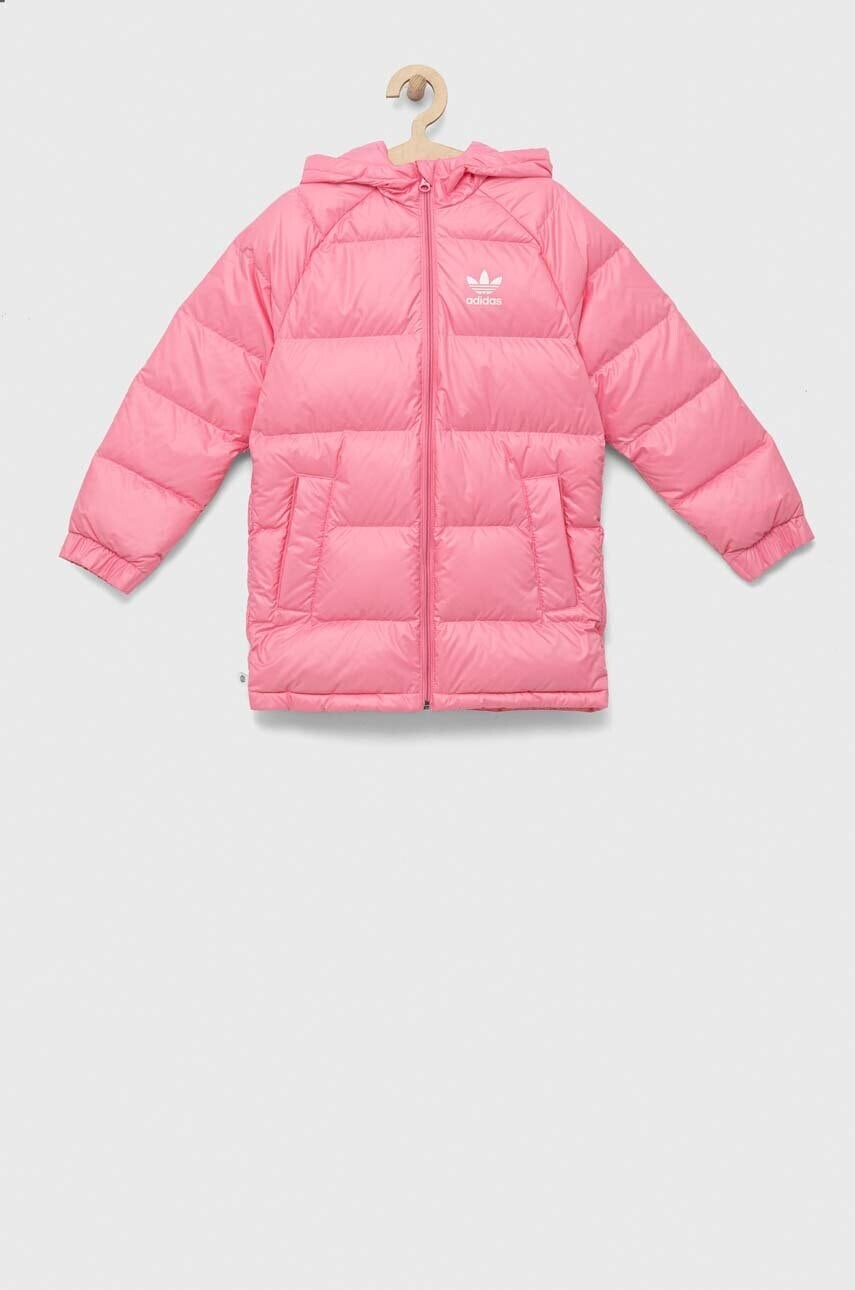Detská páperová bunda adidas Originals DOWN JACKET ELO ružová farba