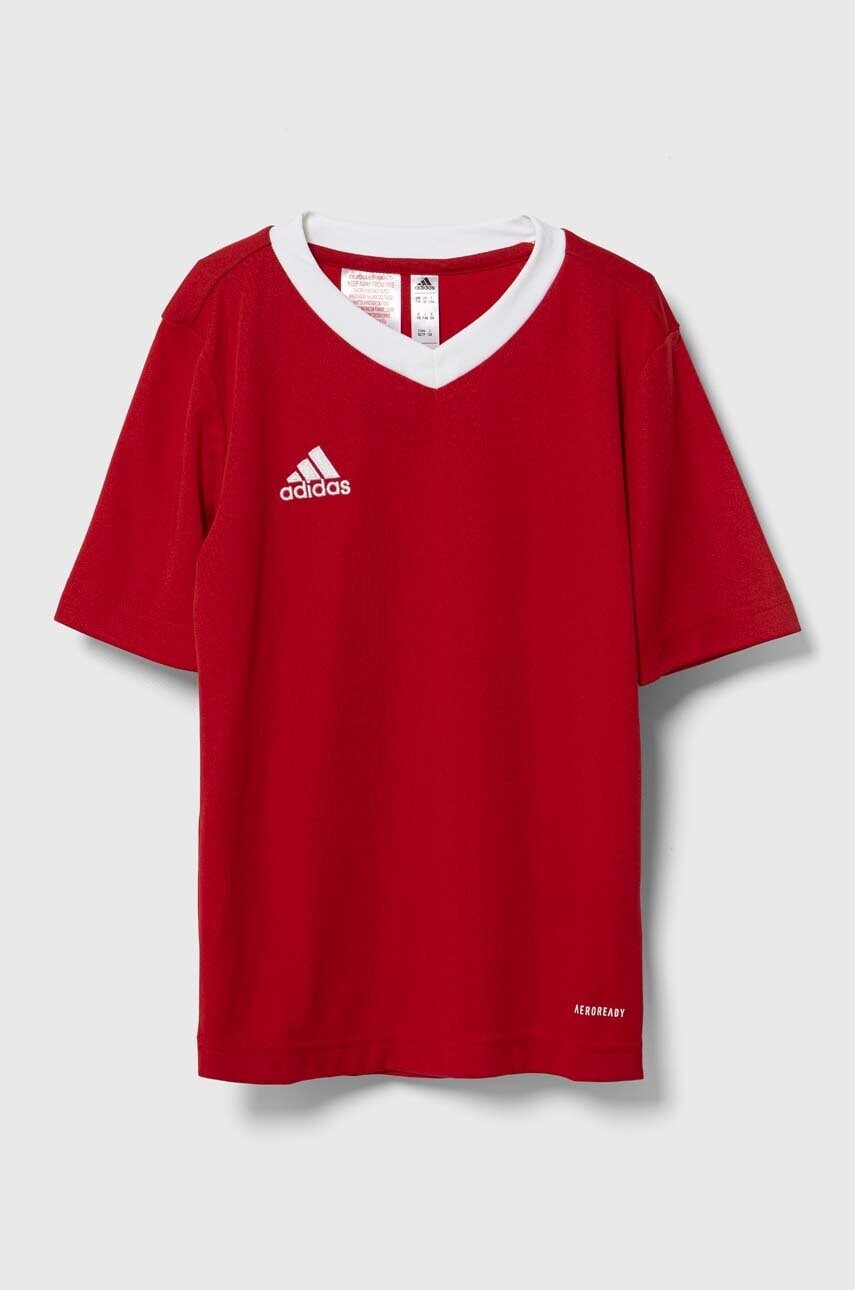 Detské tričko adidas Performance červená farba, jednofarebné