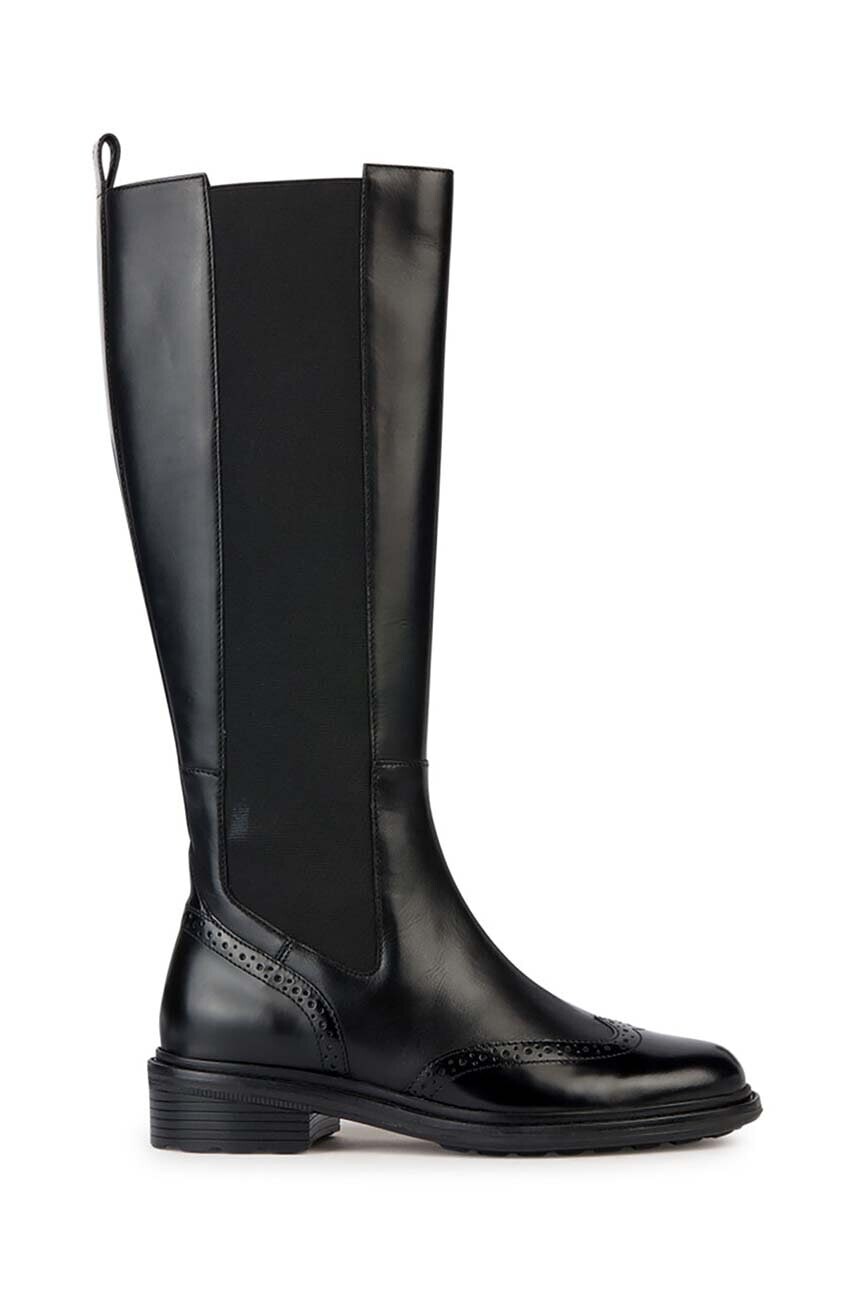 Vysoké čižmy Geox D WALK PLEASURE H dámske, čierna farba, na plochom podpätku, D36TGH 04948 C9999