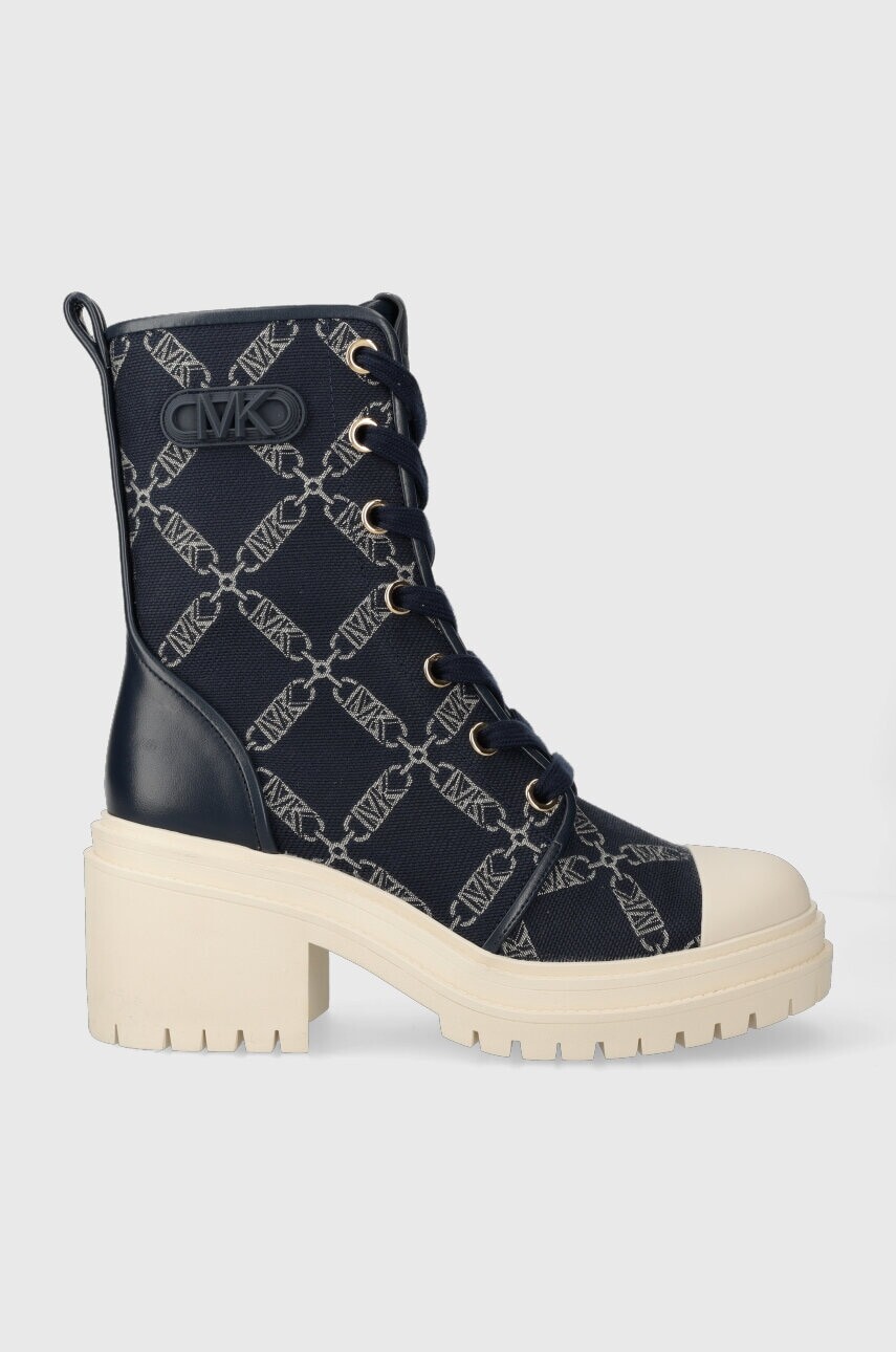 Členkové topánky MICHAEL Kors Hanley dámske, tmavomodrá farba, na podpätku, 40F3HYME6Y