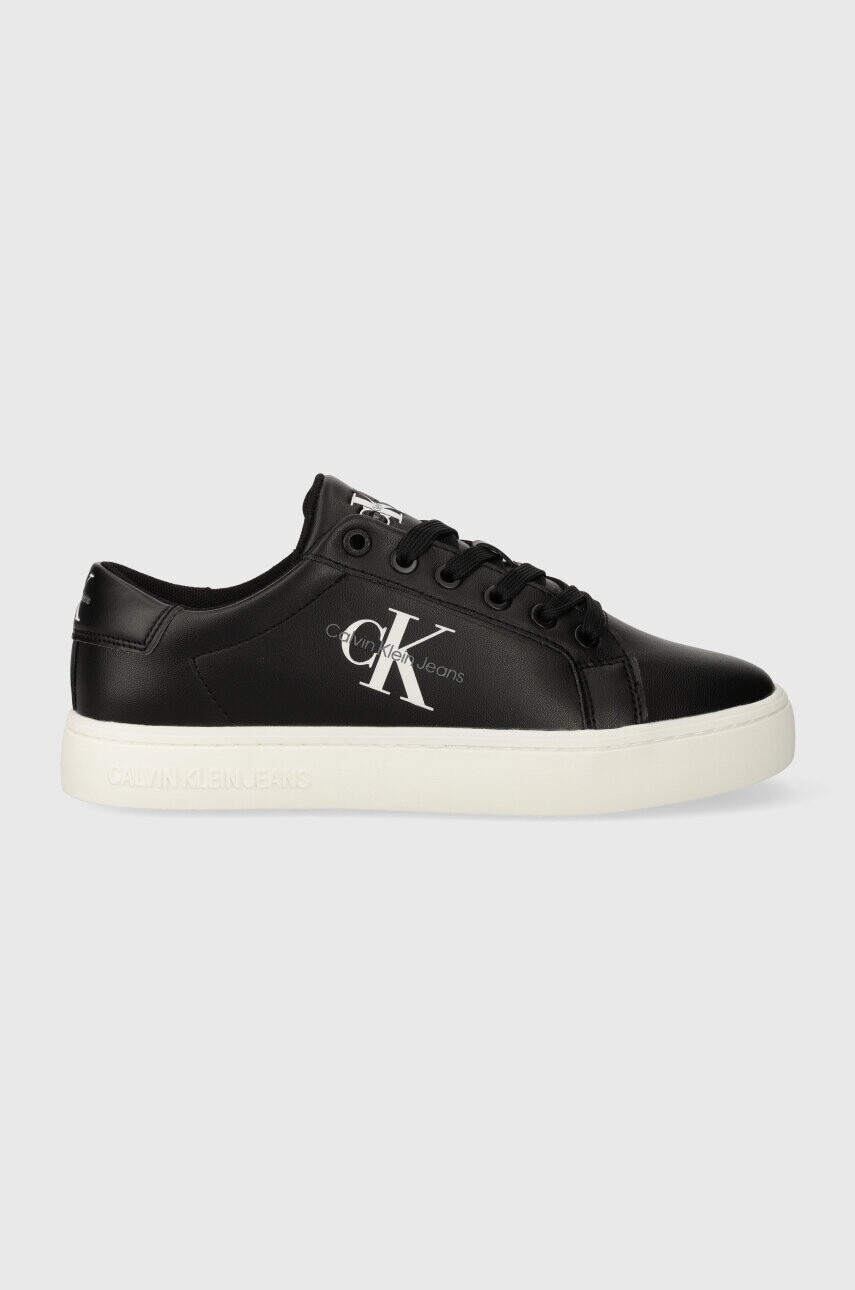 Kožené tenisky Calvin Klein Jeans CLASSIC CUPSOLE LACE UP čierna farba, YW0YW01269,