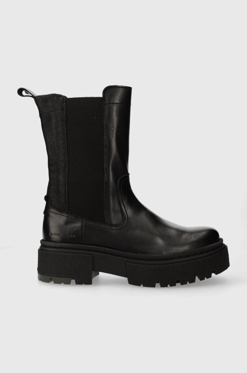 Topánky chelsea G-Star  KAFEY PFM HGH CHS dámske, čierna farba, na platforme, 2241021831.BLK