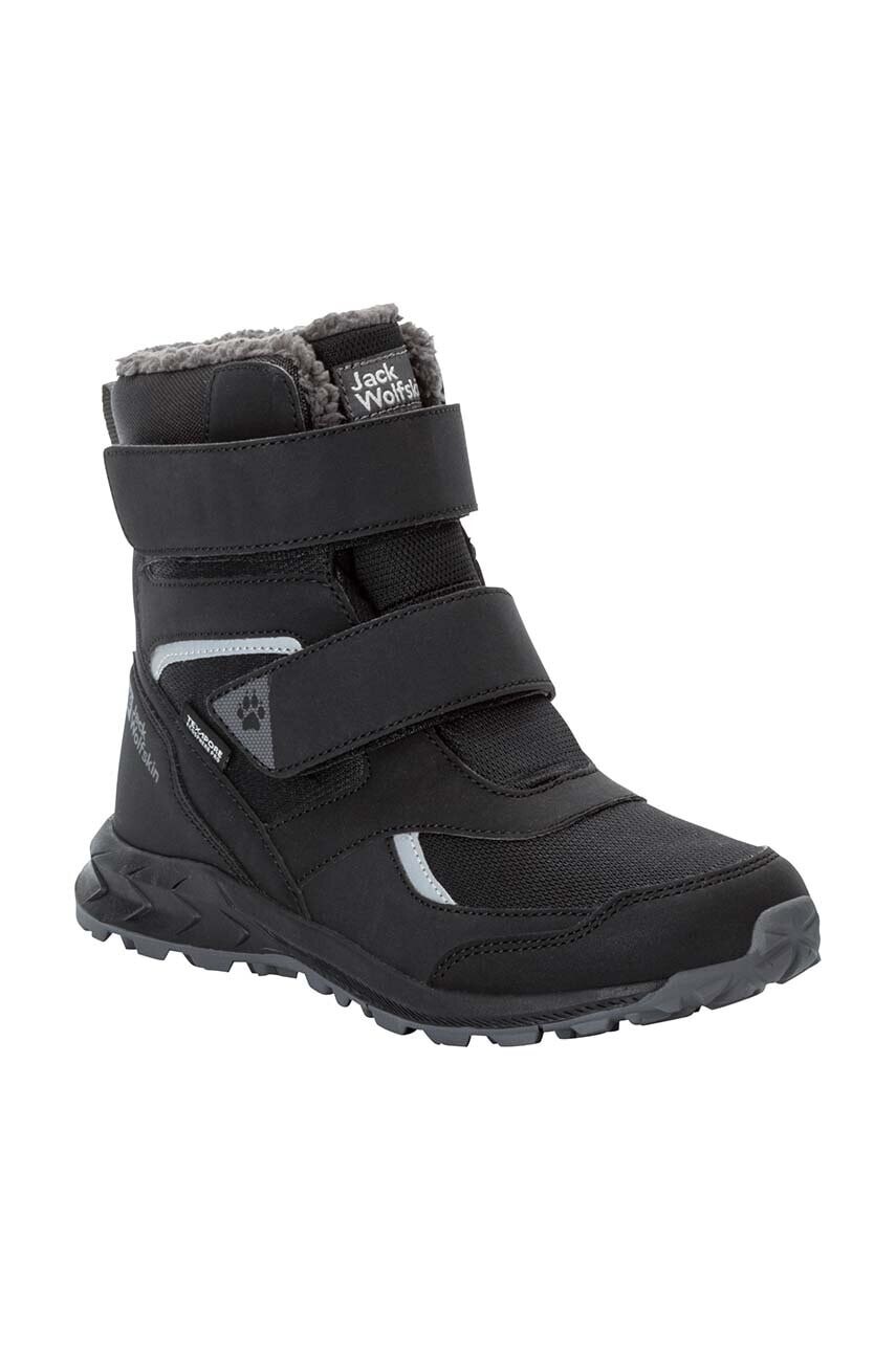 Detské zimné topánky Jack Wolfskin WOODLAND WT TEXAPORE HIGH VC čierna farba